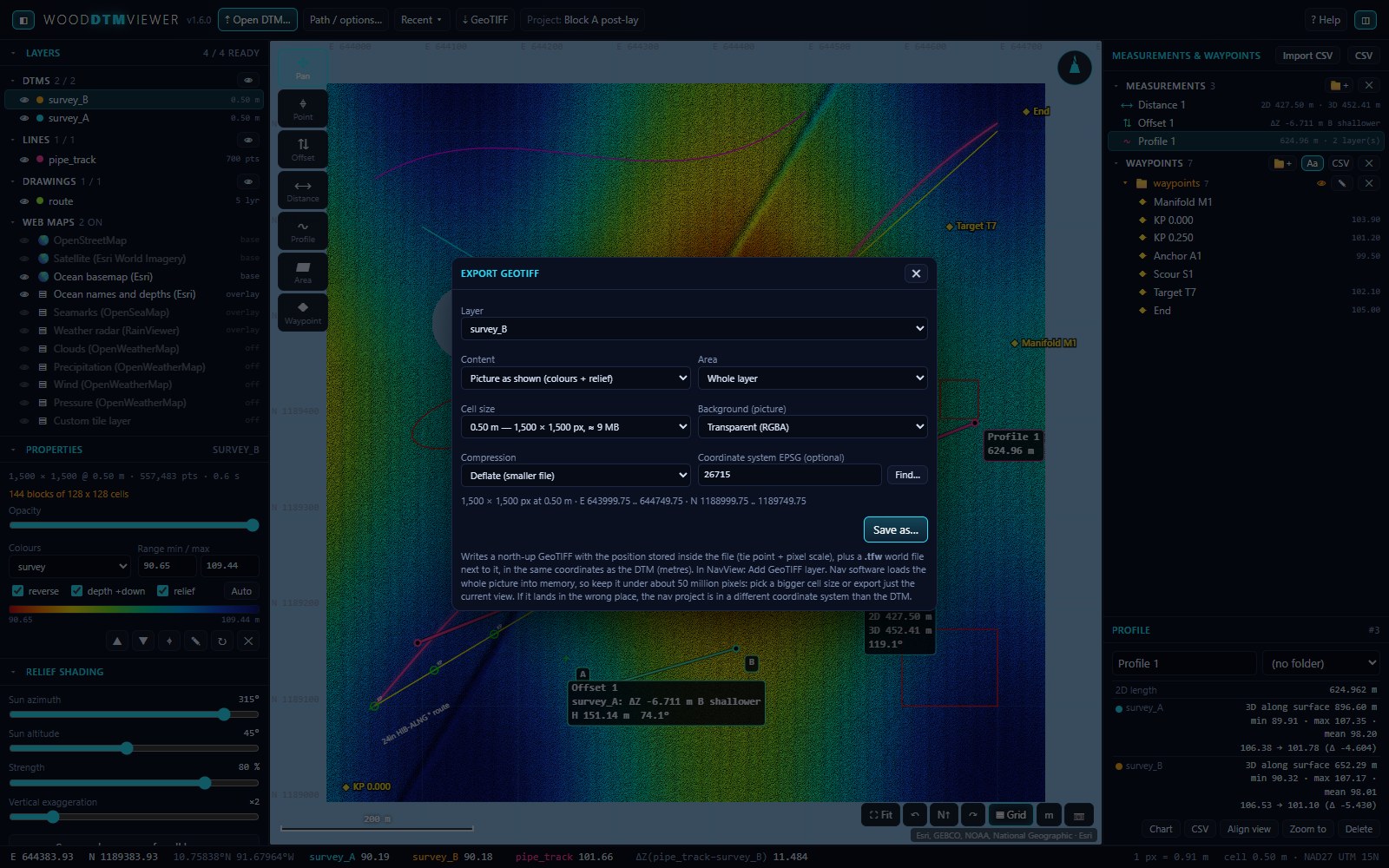 GeoTIFF export dialog