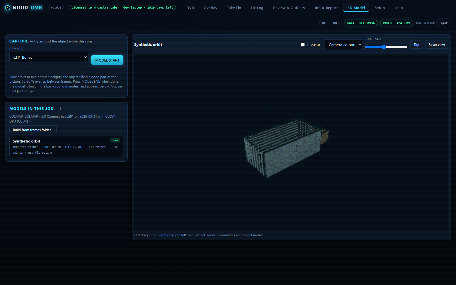 3D Model tab with the point-cloud viewer
